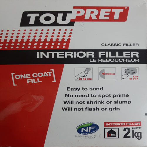 TOUPRET INTERIOR FILLER 2KG - Stock Exe Building Supplies